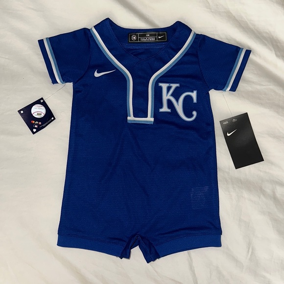 NWT genuine NIKE KANSAS CITY ROYALS BABY BLUE ROMPER JERSEY BASEBALL JERSEY - Picture 4 of 9